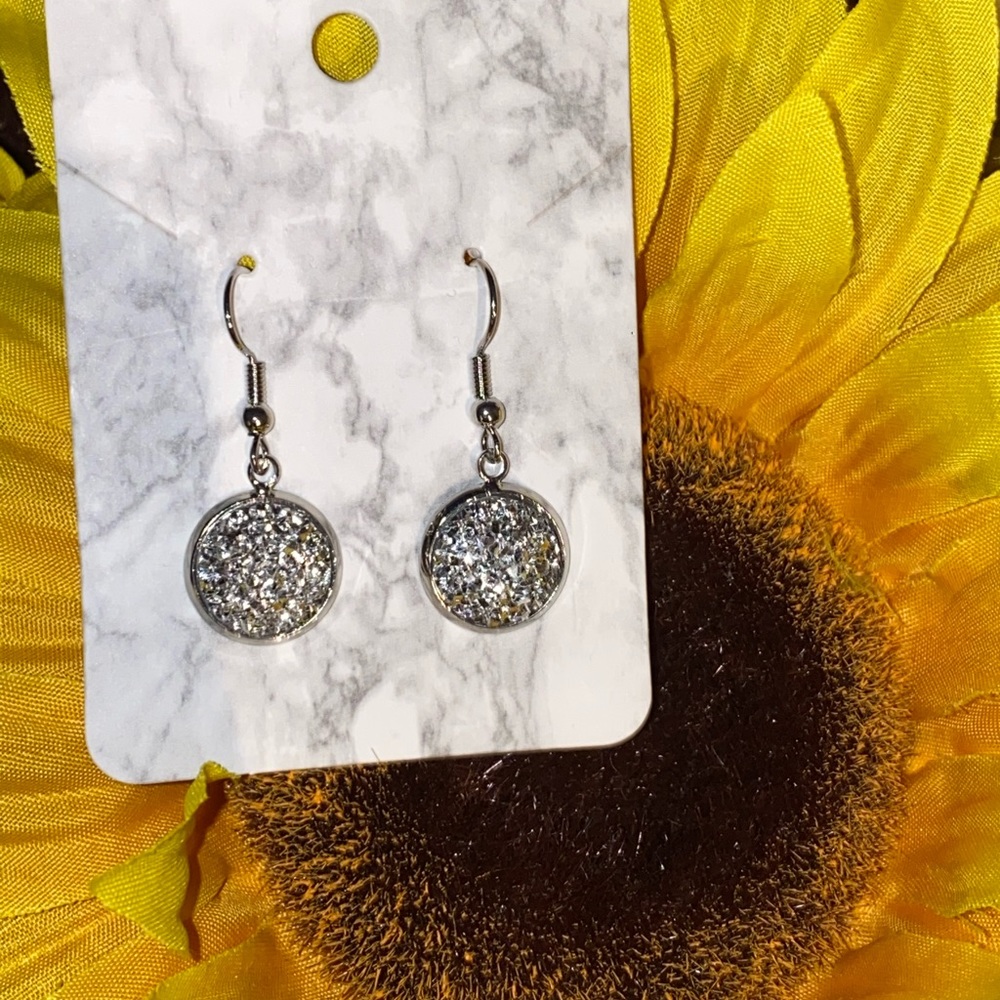 Silver druzy earrings